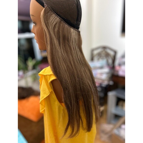 Halo couture hair extensions halo wire 16” color 4/27 medium brown w highlights main image 5